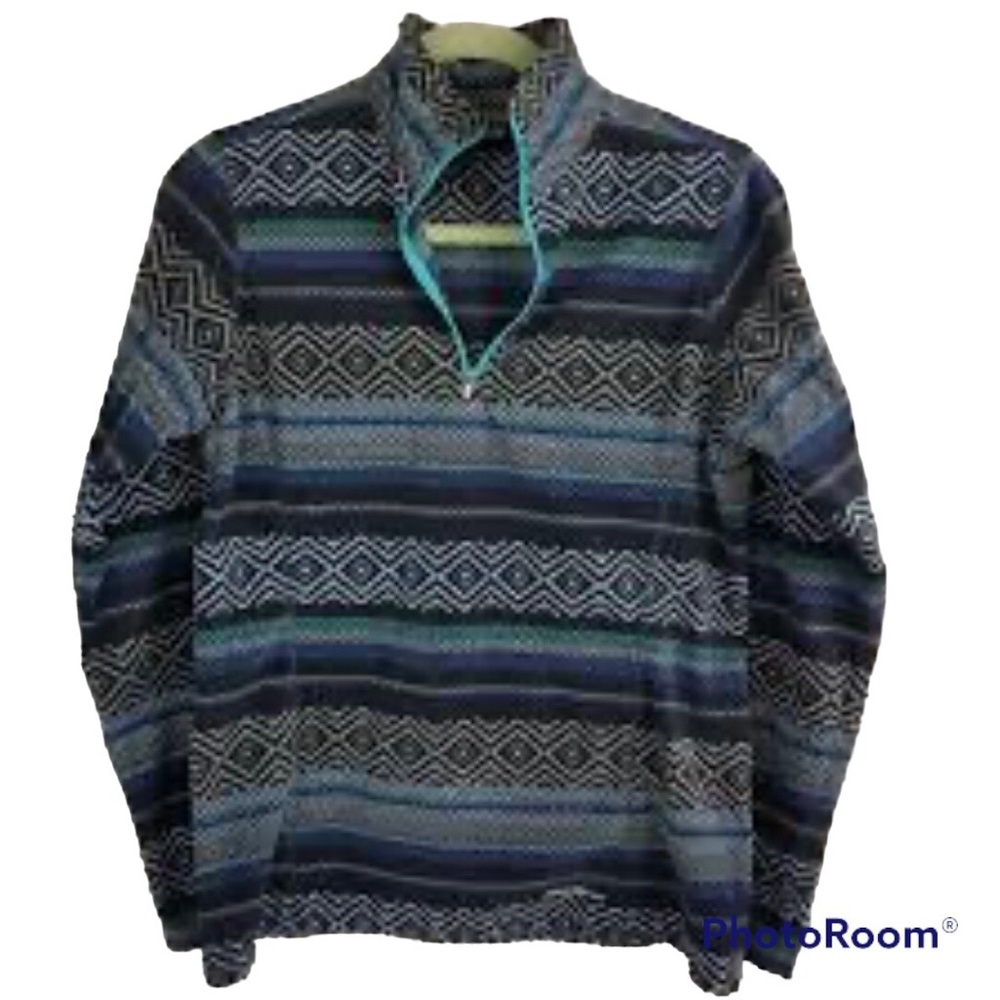 Eddie Bauer Light Fleece Pullover Quarter Zip Aztec Pattern